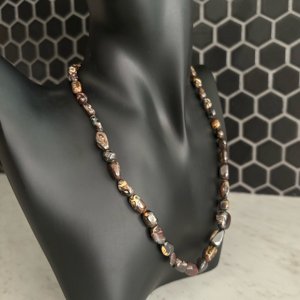 Made in Italy Brown Glass Stone Necklace